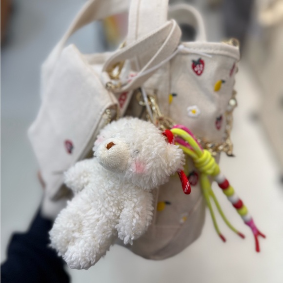 Madden Girl Handbags - Madden Girl Mini Tote Strawberries Fruits Flowers Teddy Bear Jeweled Keychains.